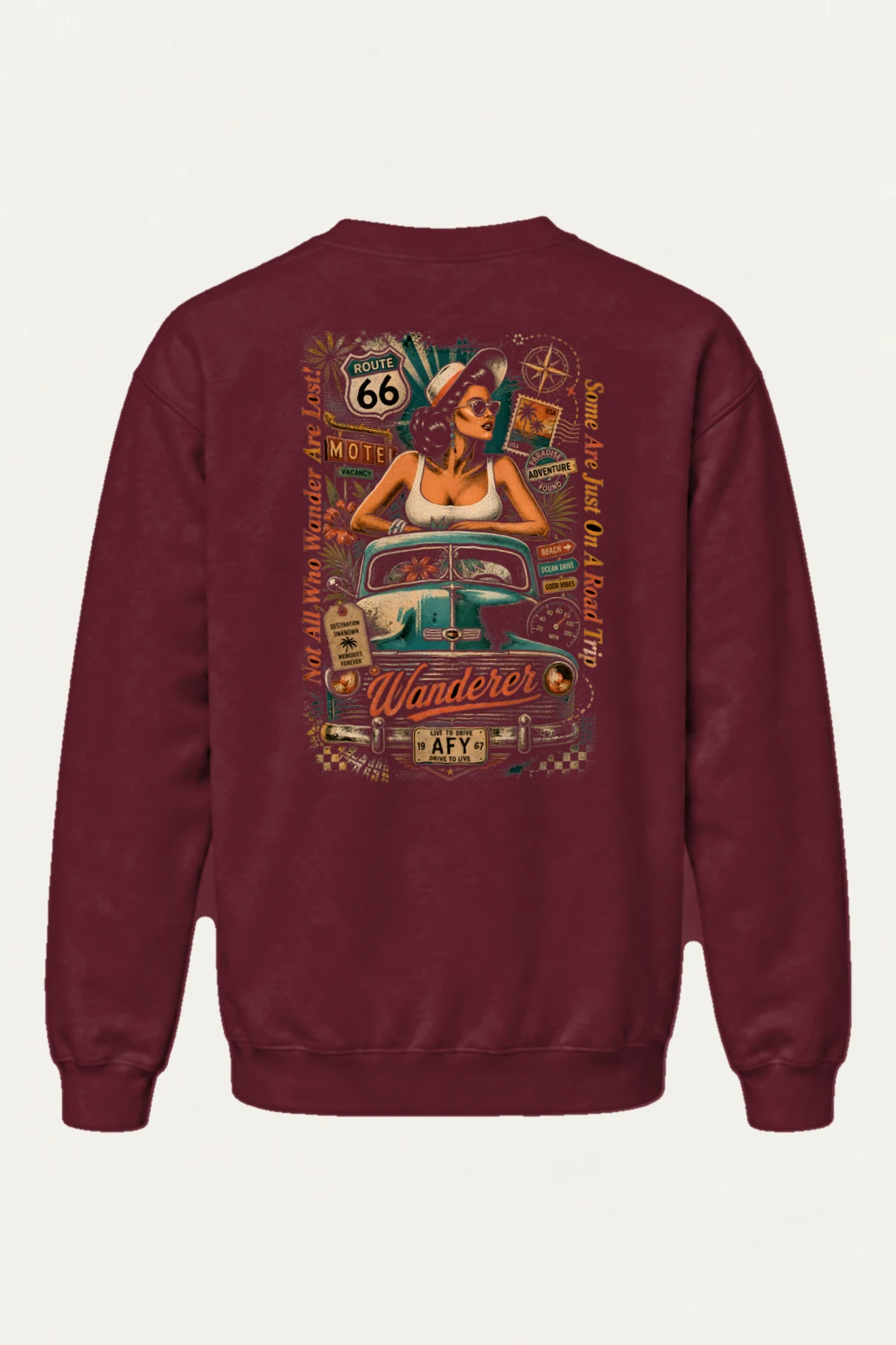 "Route 66 Wanderer" Heavy Blend Unisex Crewneck Sweatshirt | Gildan 18000