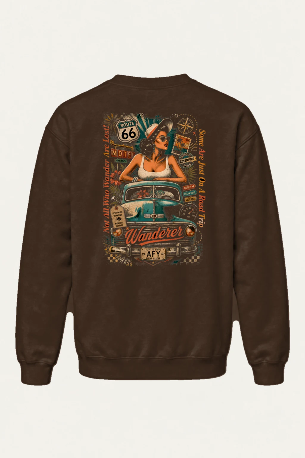 "Route 66 Wanderer" Heavy Blend Unisex Crewneck Sweatshirt | Gildan 18000