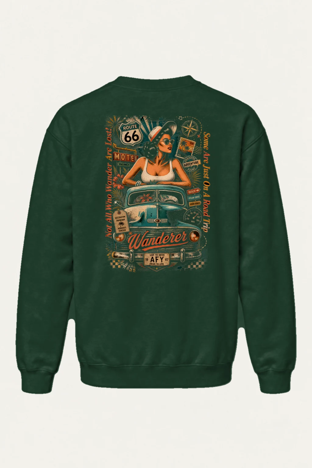 "Route 66 Wanderer" Heavy Blend Unisex Crewneck Sweatshirt | Gildan 18000