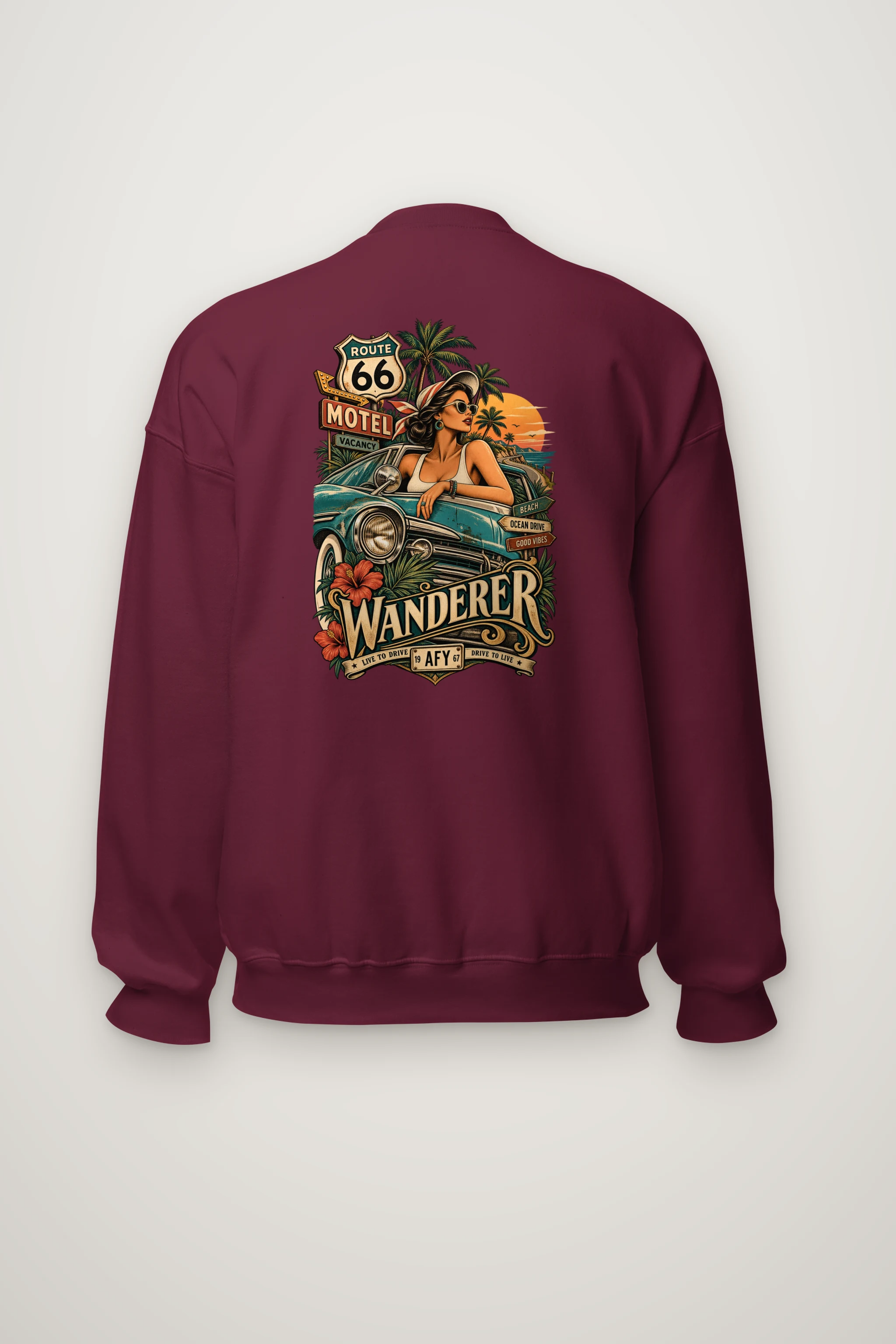 "Route 66 Wanderer" Heavy Blend Unisex Crewneck Sweatshirt