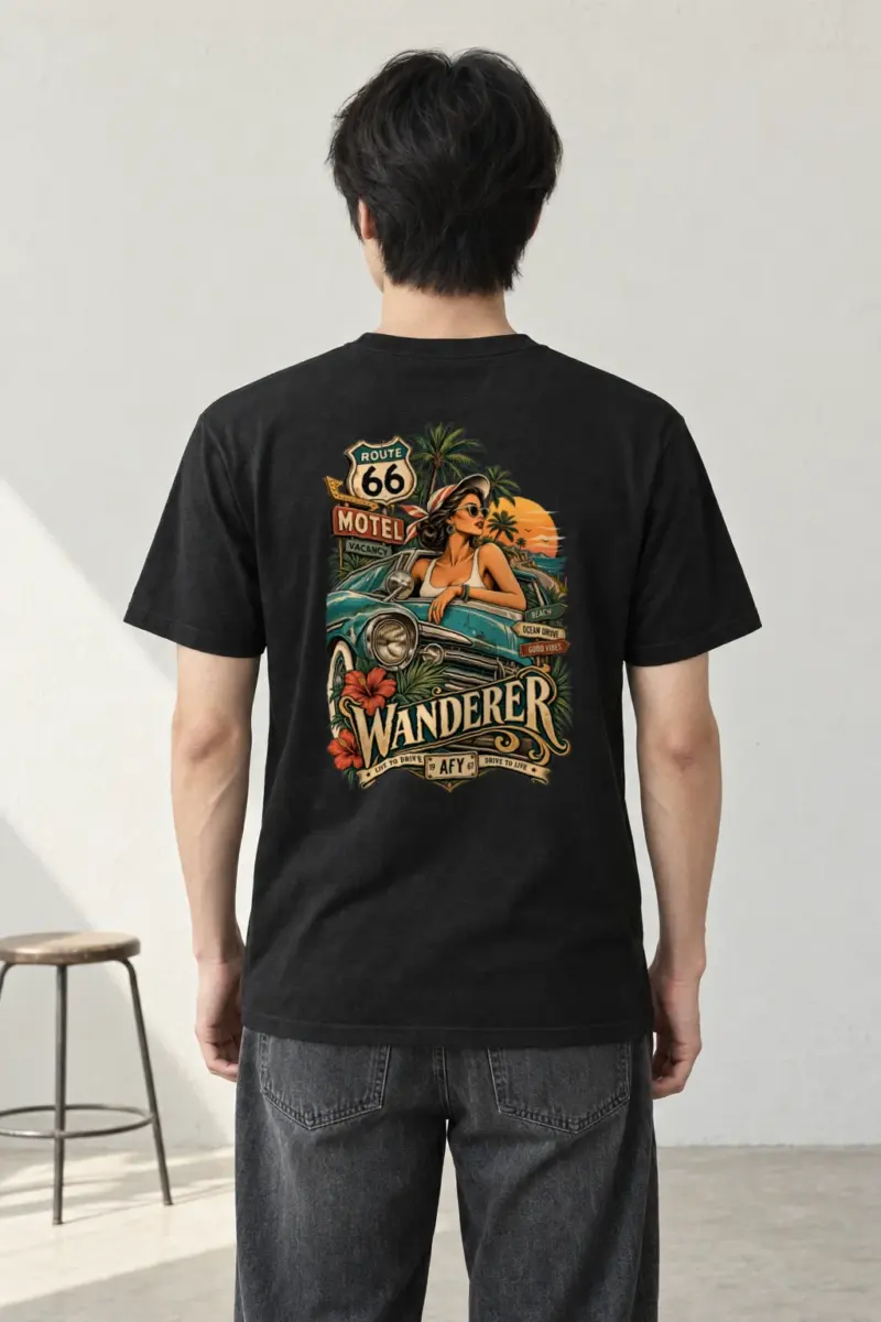 "Route 66 Wanderer" Heavyweight Unisex Crewneck T-shirt