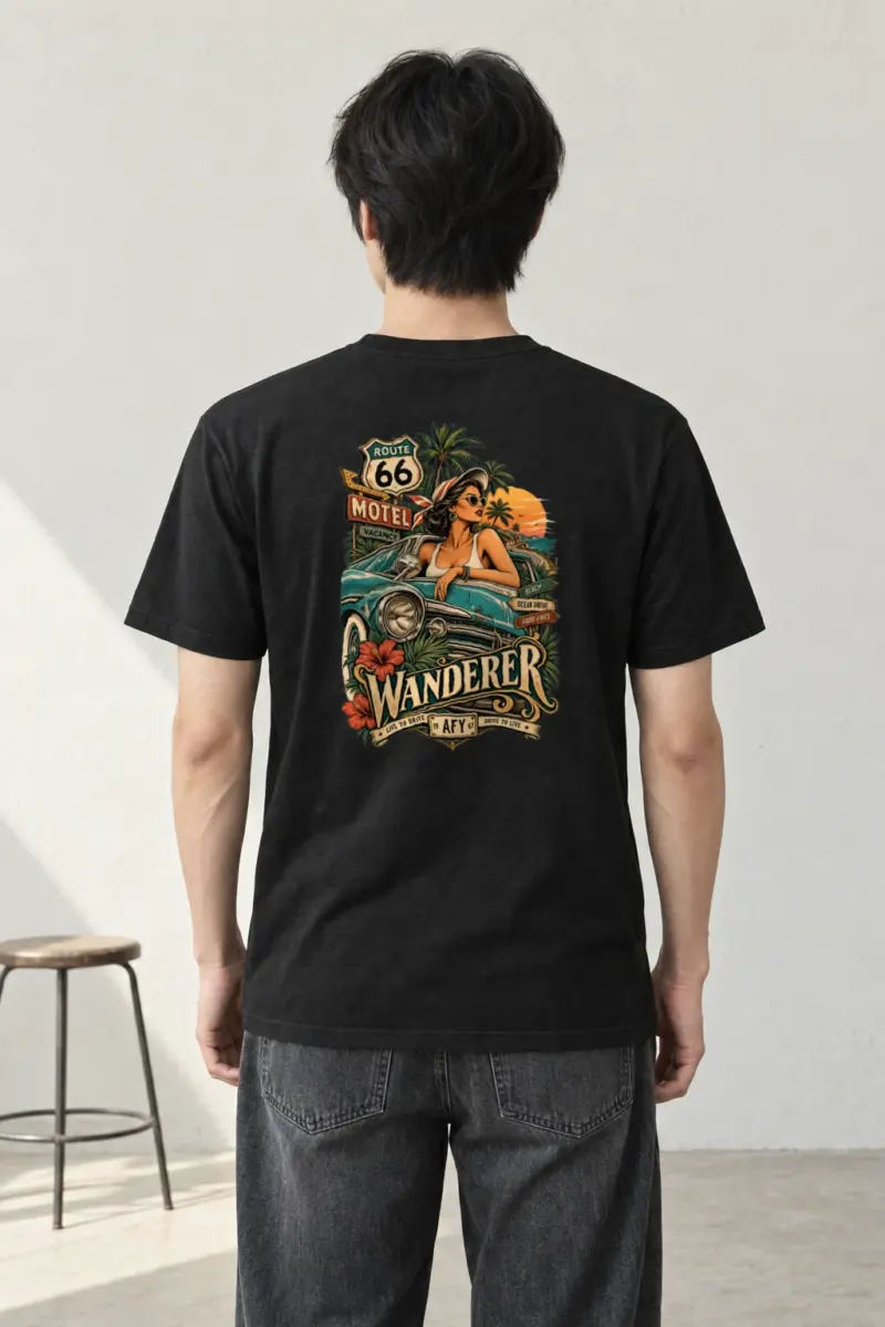 "Route 66 Wanderer" Heavyweight Unisex Crewneck T-shirt
