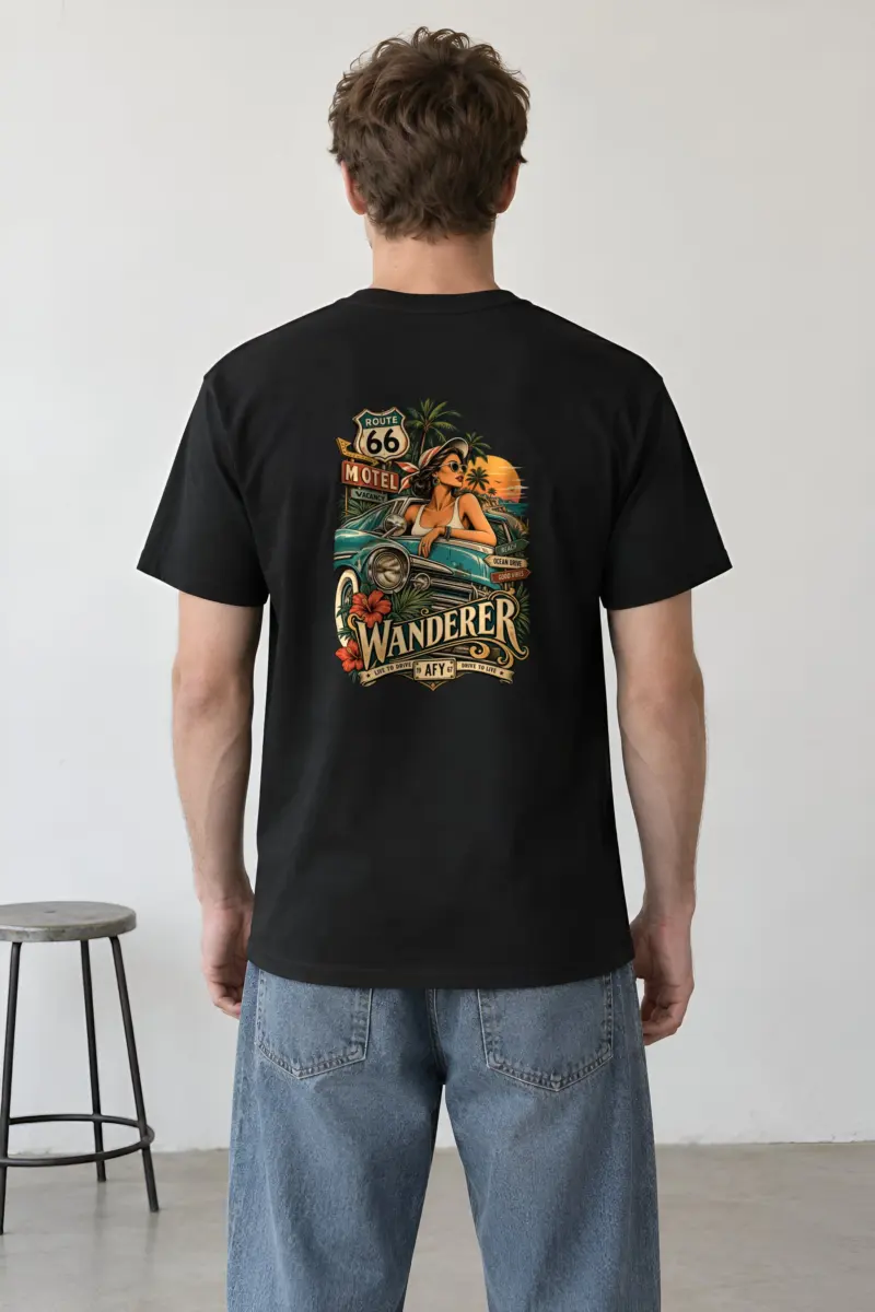 "Route 66 Wanderer" Heavyweight Unisex Crewneck T-shirt