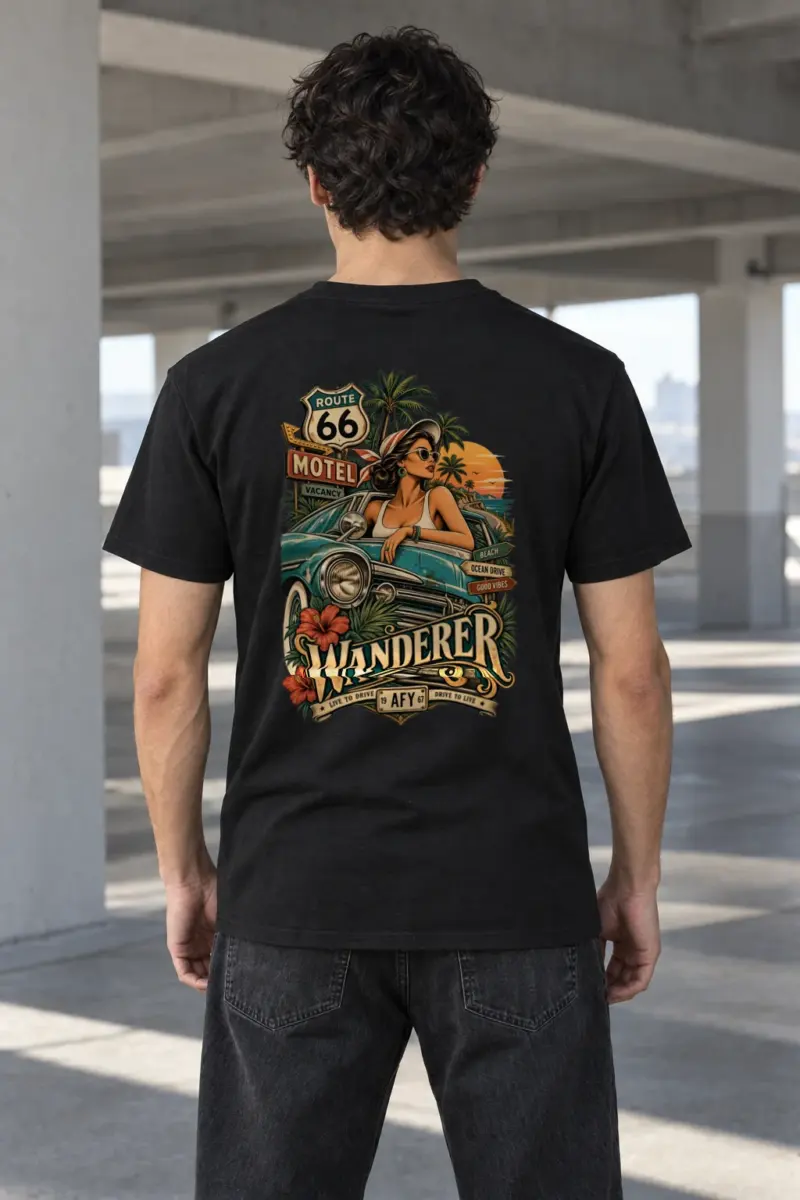 "Route 66 Wanderer" Heavyweight Unisex Crewneck T-shirt | Gildan 5000