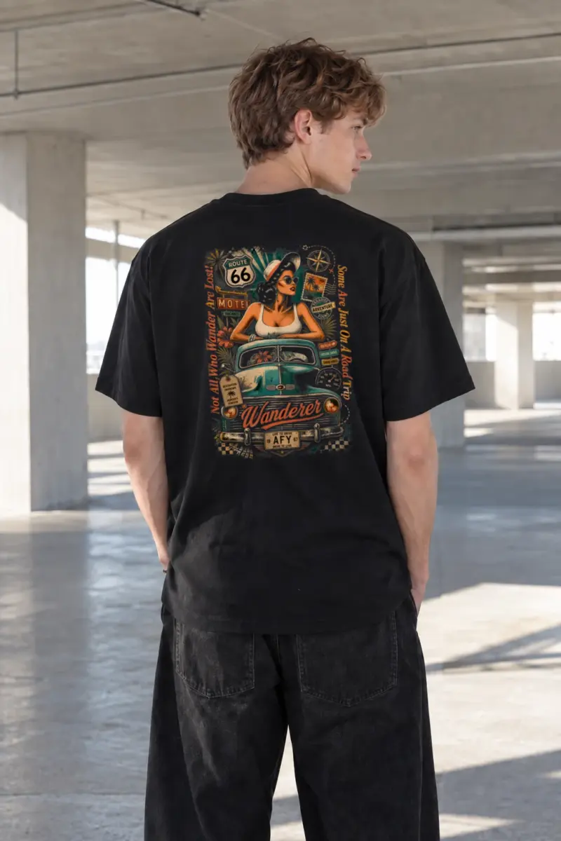 "Route 66 Wanderer" Heavyweight Unisex Crewneck T-shirt | Gildan 5000