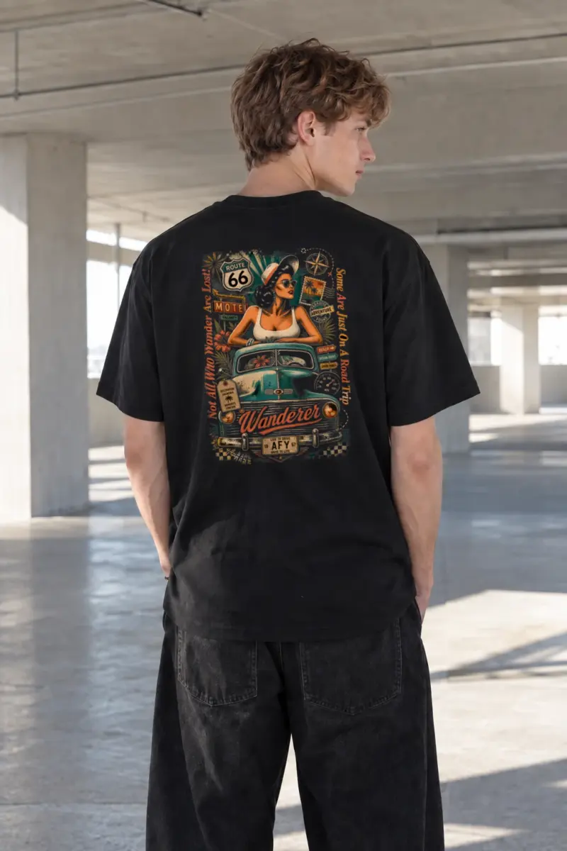 “Route 66 Wanderer” Heavyweight Unisex Crewneck T-shirt | Gildan 5000