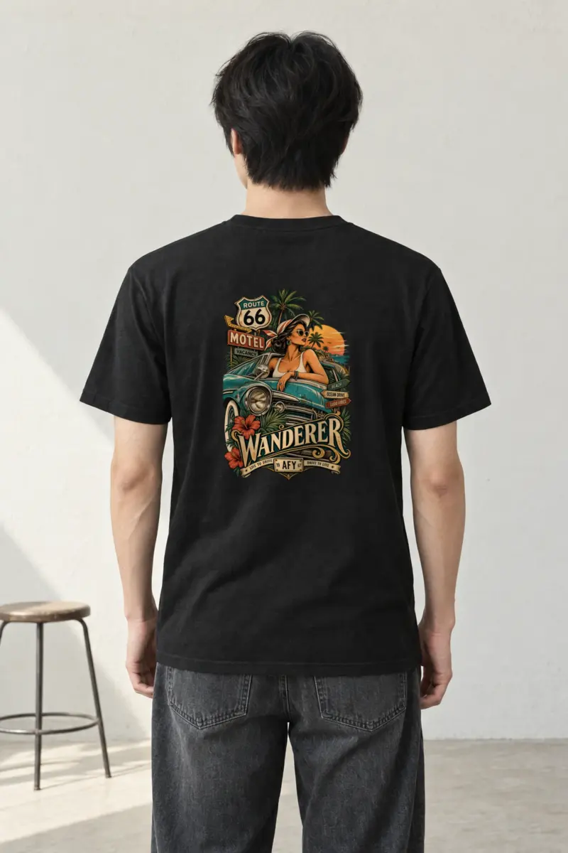 "Route 66 Wanderer" Heavyweight Unisex Crewneck T-shirt