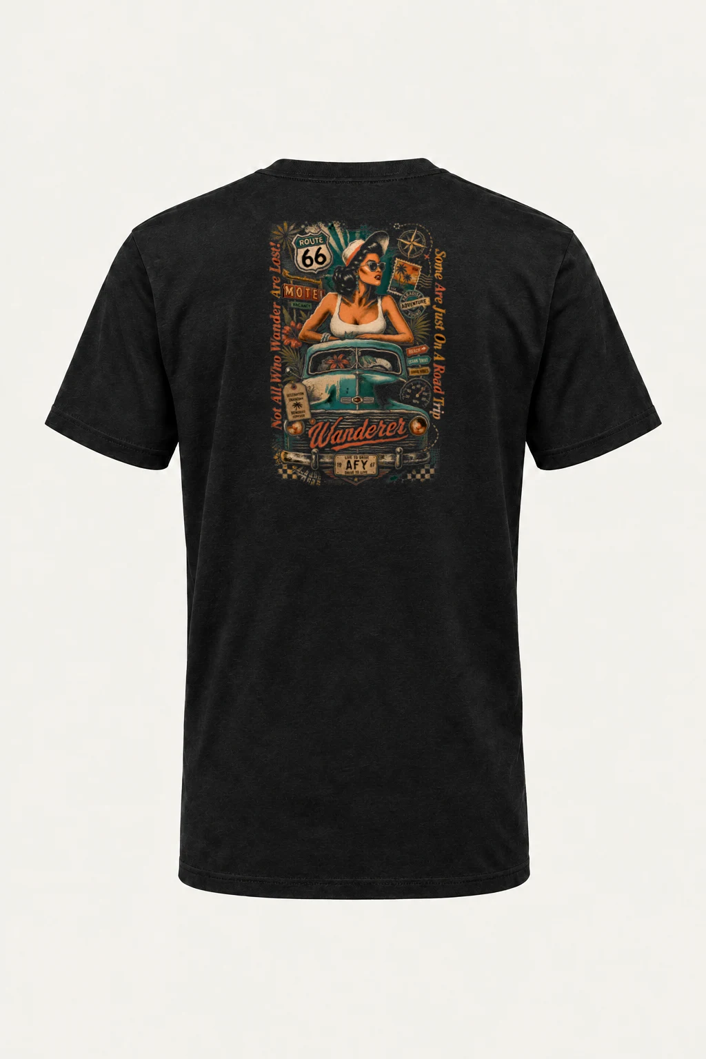 "Route 66 Wanderer" Heavyweight Unisex Crewneck T-shirt | Gildan 5000