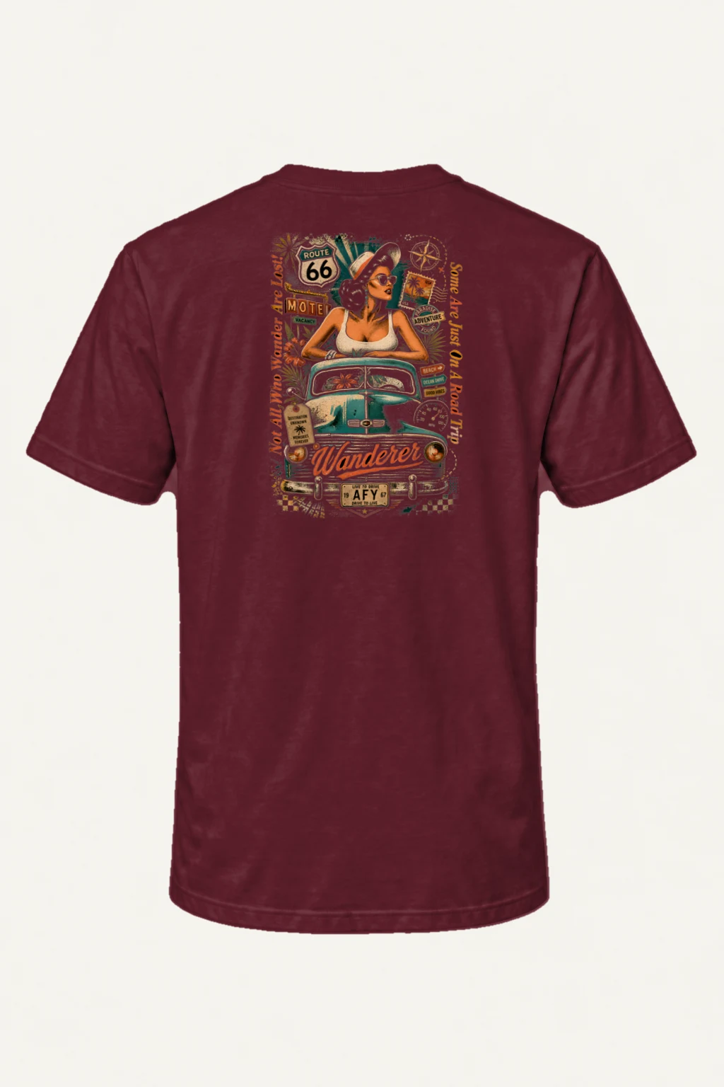 "Route 66 Wanderer" Heavyweight Unisex Crewneck T-shirt | Gildan 5000