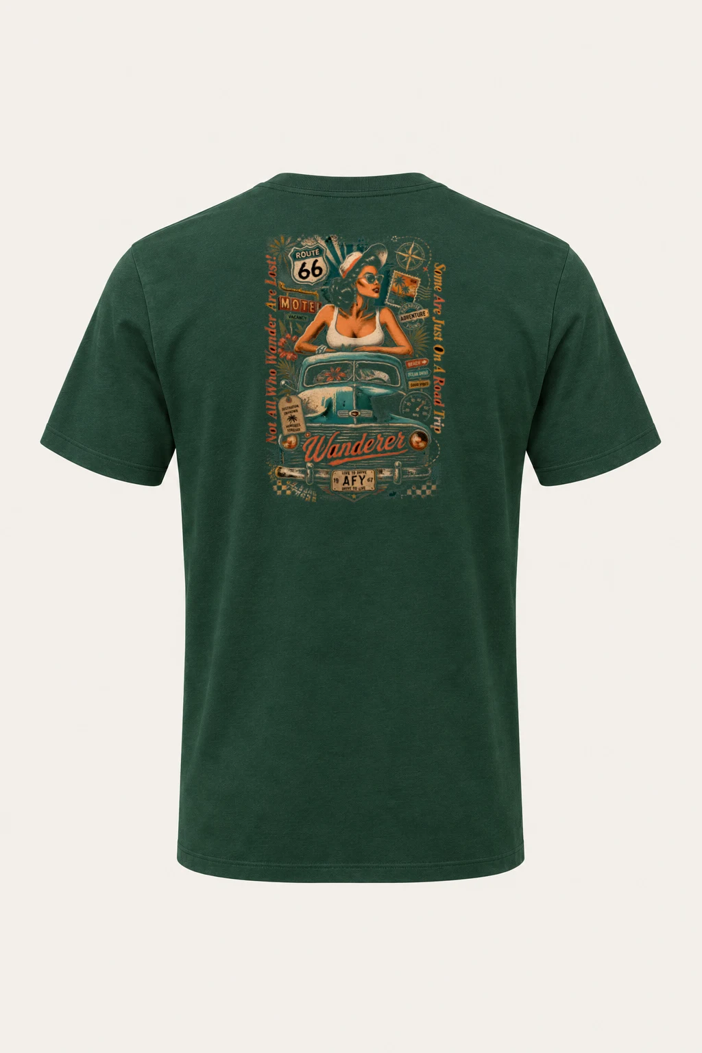 "Route 66 Wanderer" Heavyweight Unisex Crewneck T-shirt | Gildan 5000