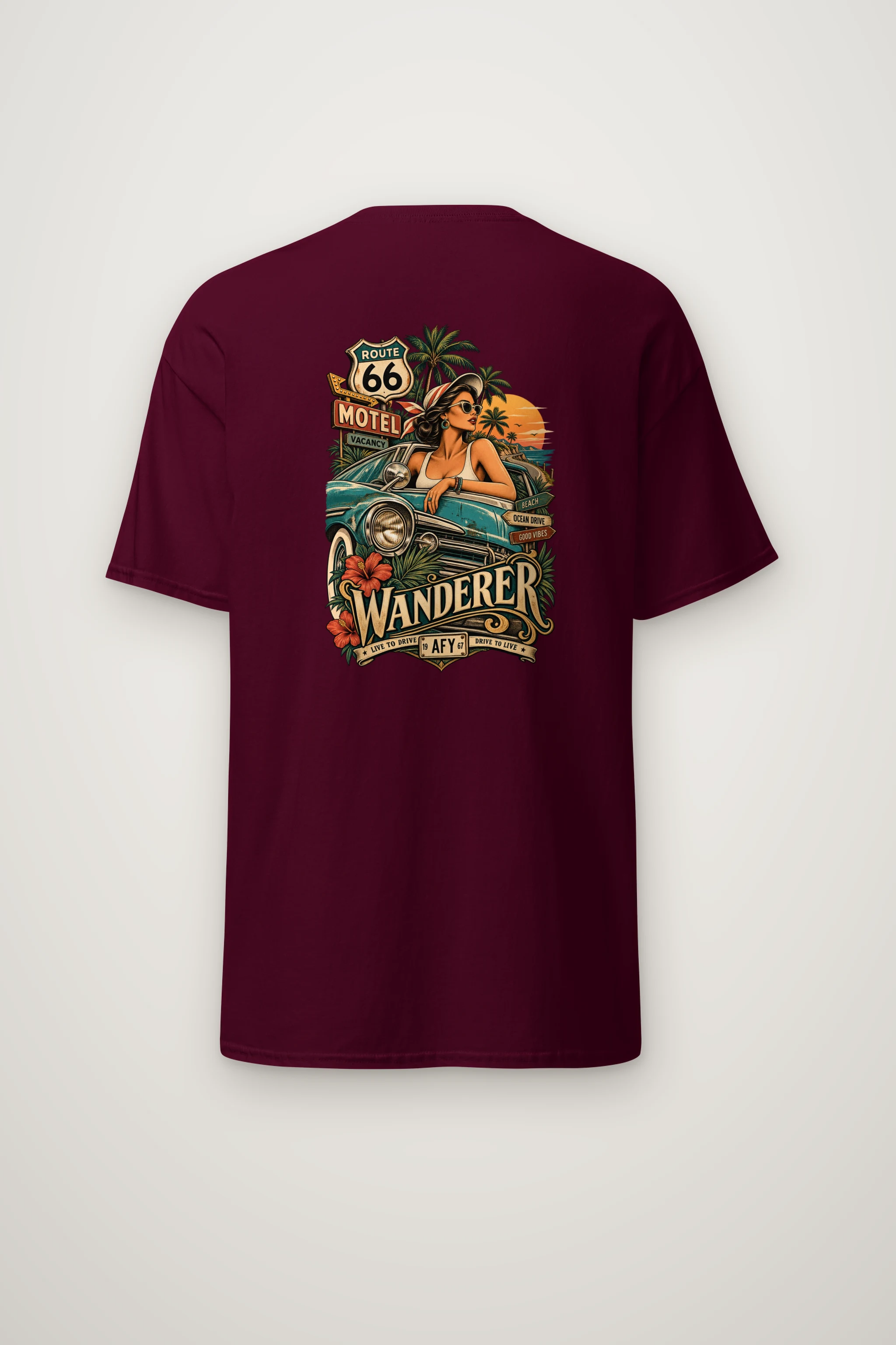 "Route 66 Wanderer" Heavyweight Unisex Crewneck T-shirt