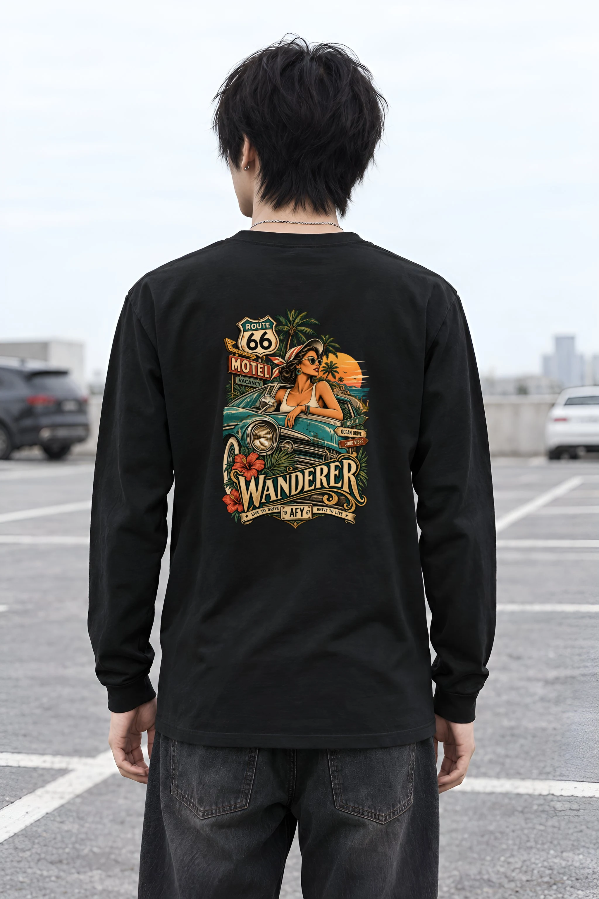 "Route 66 Wanderer" Unisex Longsleeve T-shirt