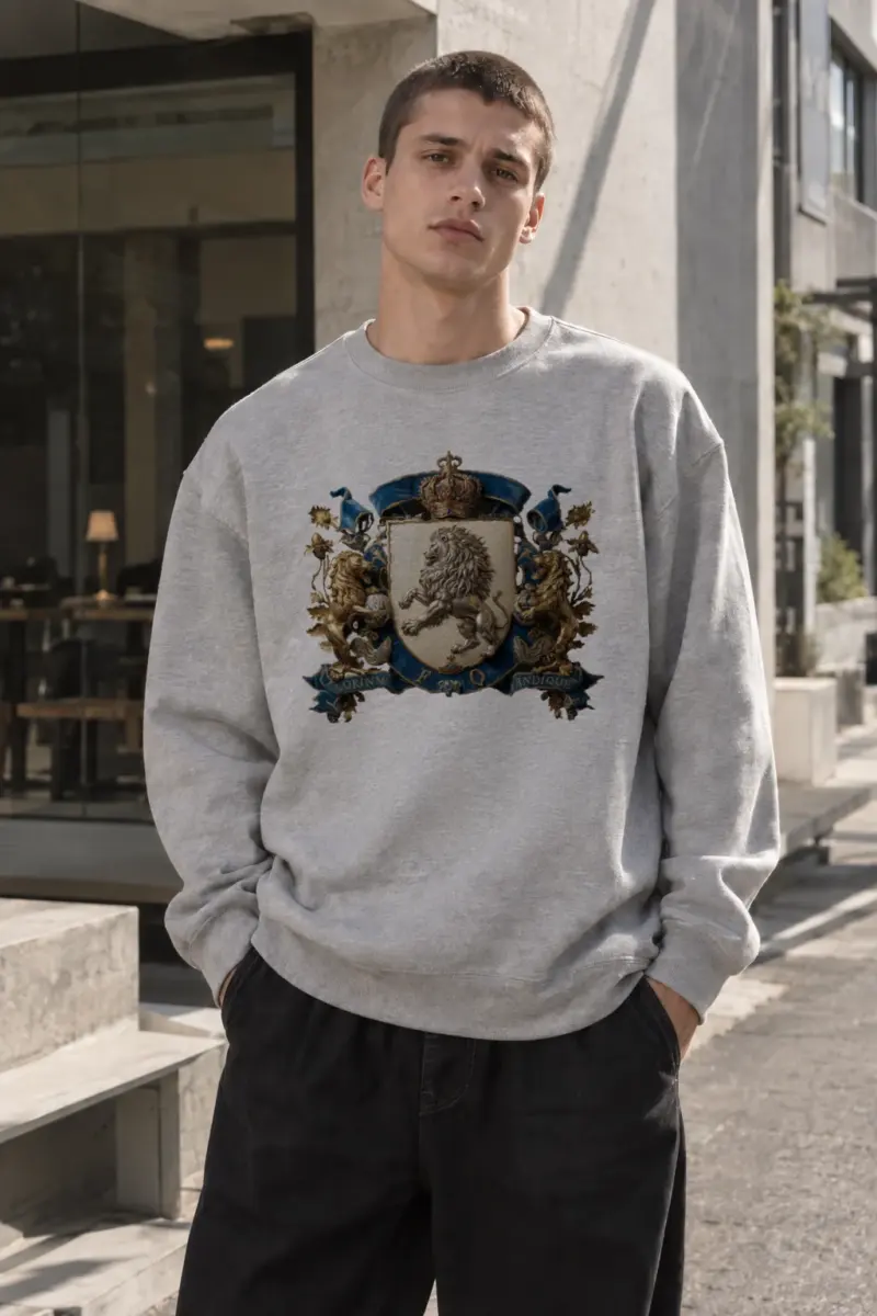 "Royal Lion Crest" Heavy Blend Unisex Crewneck Sweatshirt | Gildan 18000