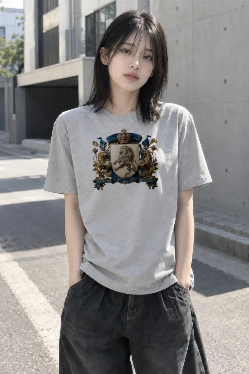 “Royal Lion Crest” Heavyweight Unisex Crewneck T-shirt | Gildan 5000