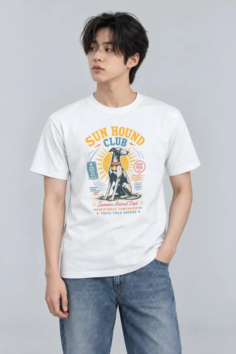 "Run Hound Club" Heavyweight Unisex Crewneck T-shirt