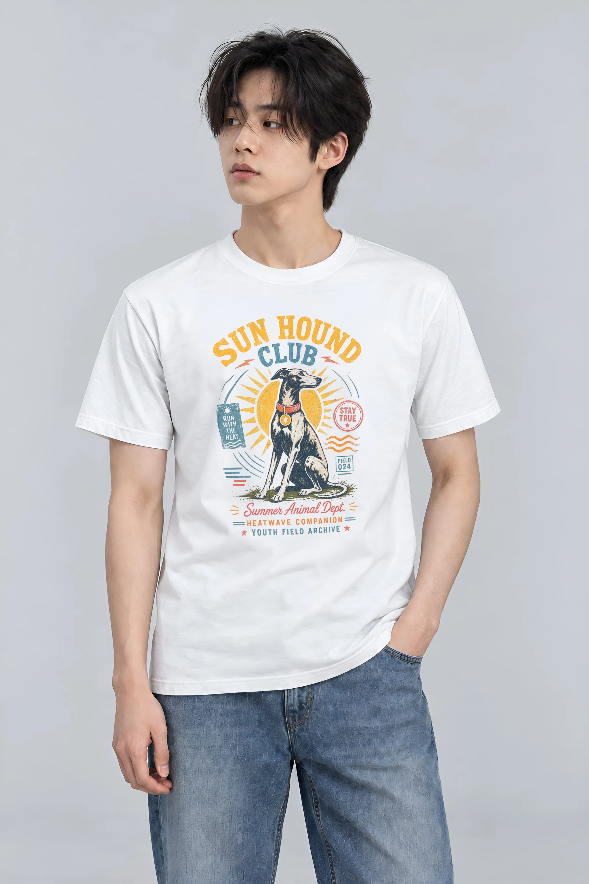 "Run Hound Club" Heavyweight Unisex Crewneck T-shirt