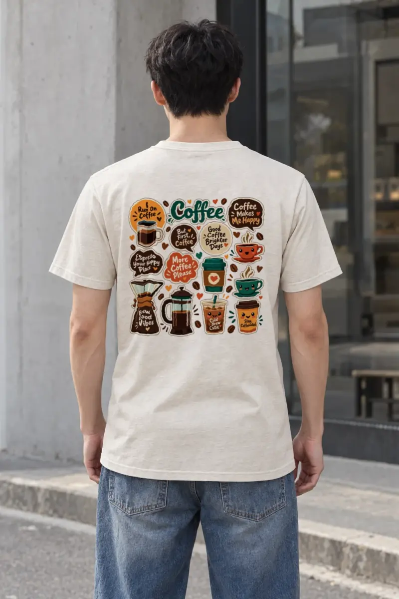 "Run On Coffee" Heavyweight Unisex Crewneck T-shirt | Gildan 5000