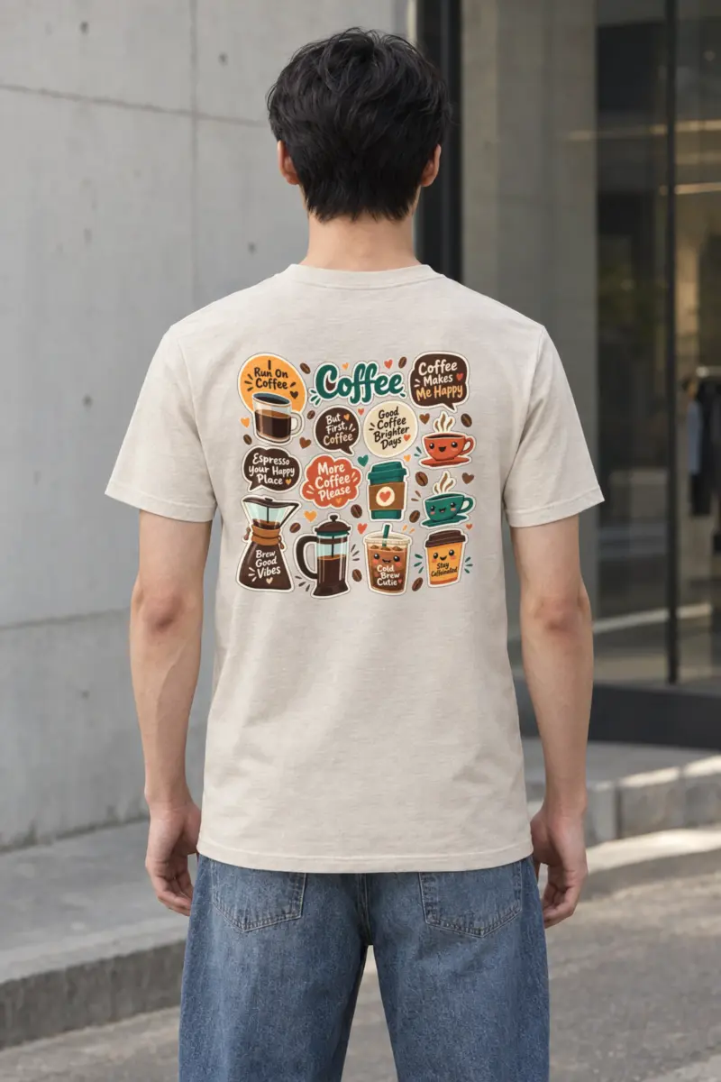 "Run On Coffee" Heavyweight Unisex Crewneck T-shirt