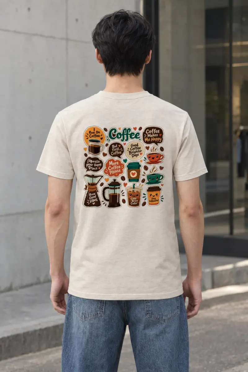 "Run On Coffee" Heavyweight Unisex Crewneck T-shirt