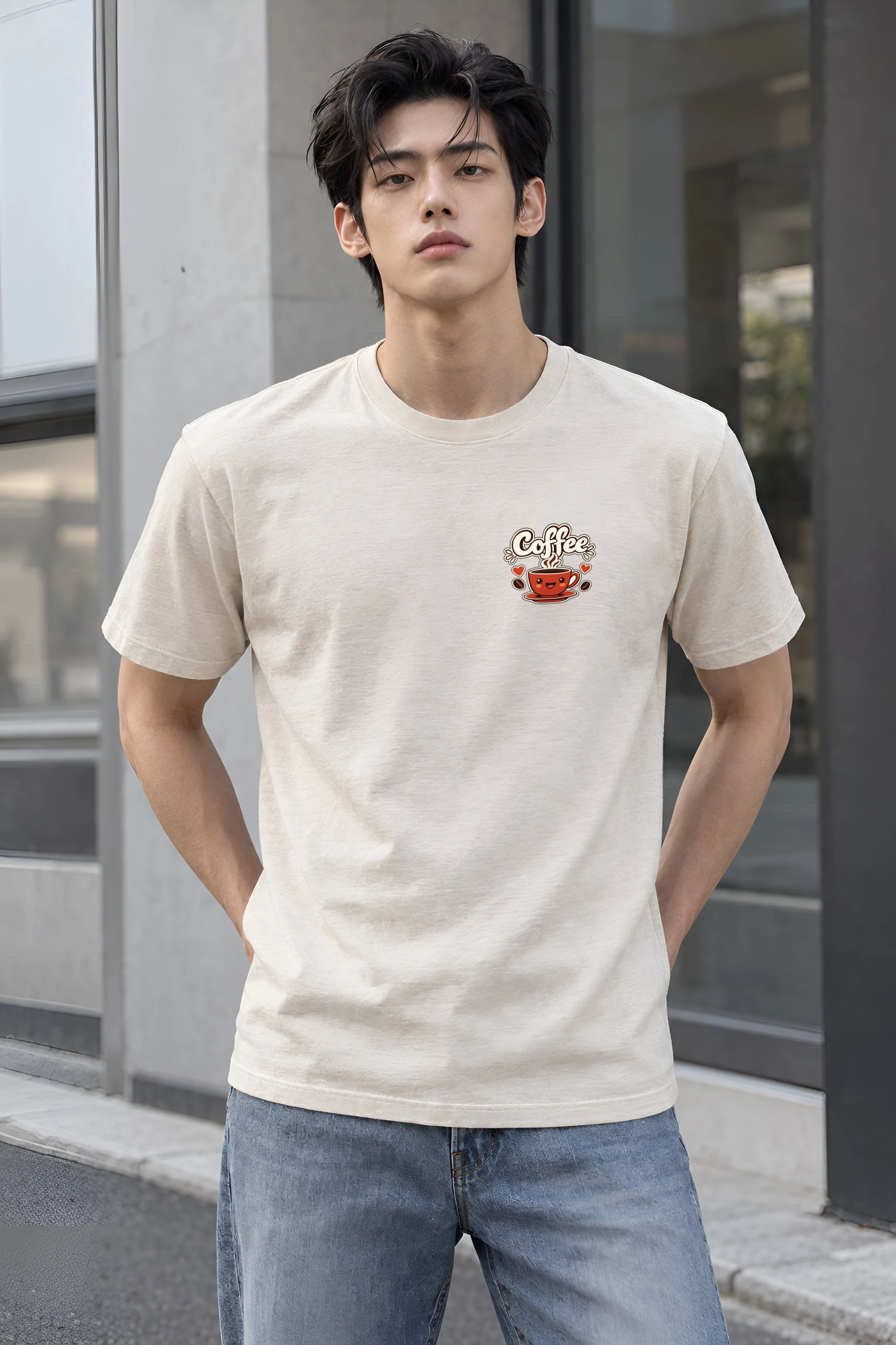 "Run On Coffee" Heavyweight Unisex Crewneck T-shirt