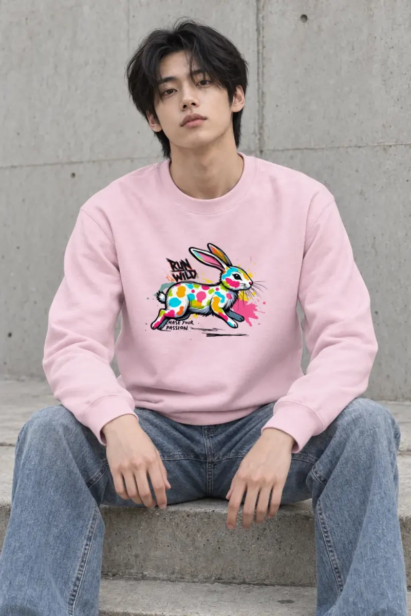 "Run Wild Rabbit" Heavy Blend Unisex Crewneck Sweatshirt