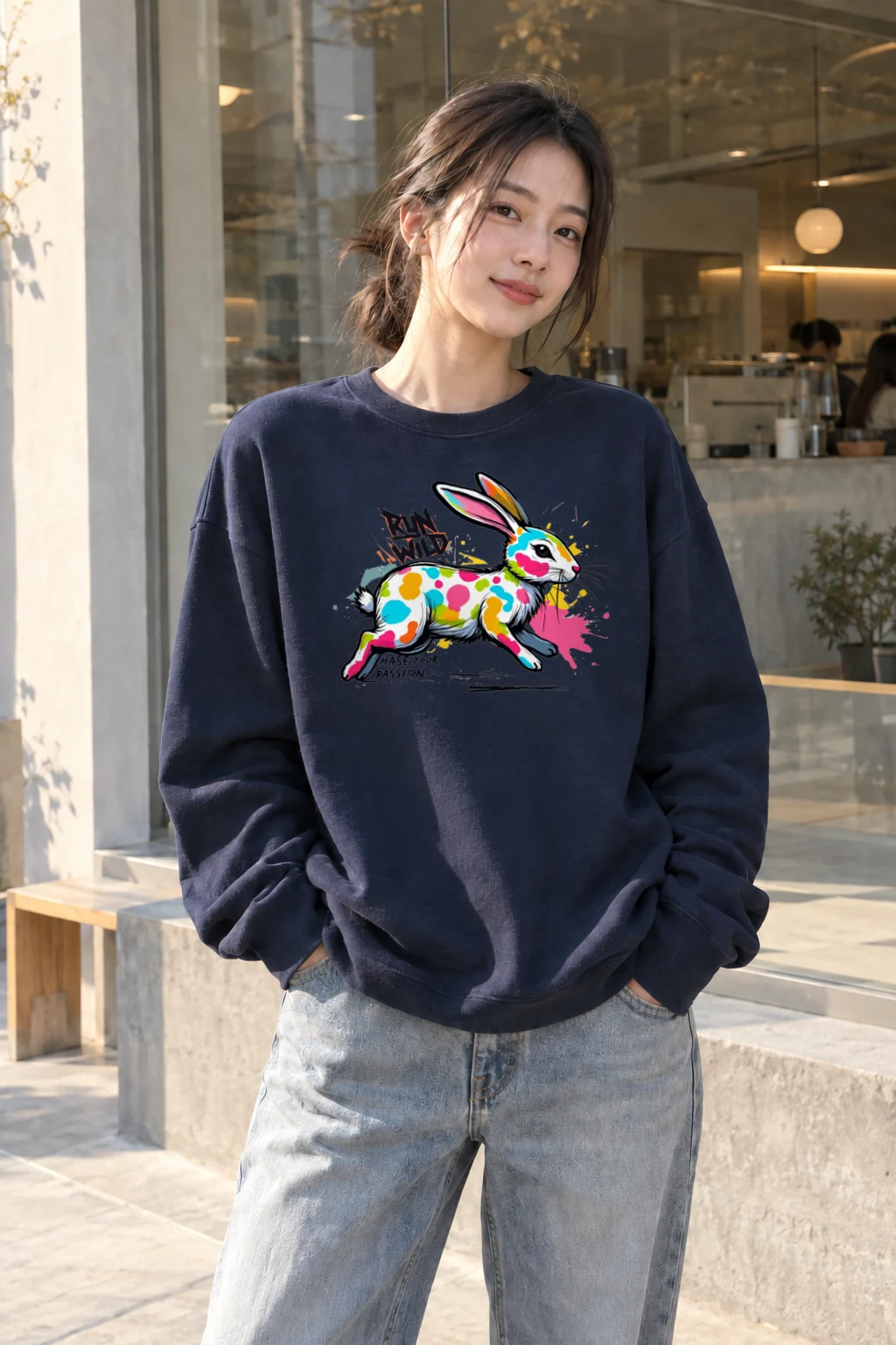 "Run Wild Rabbit" Heavy Blend Unisex Crewneck Sweatshirt | Gildan 18000