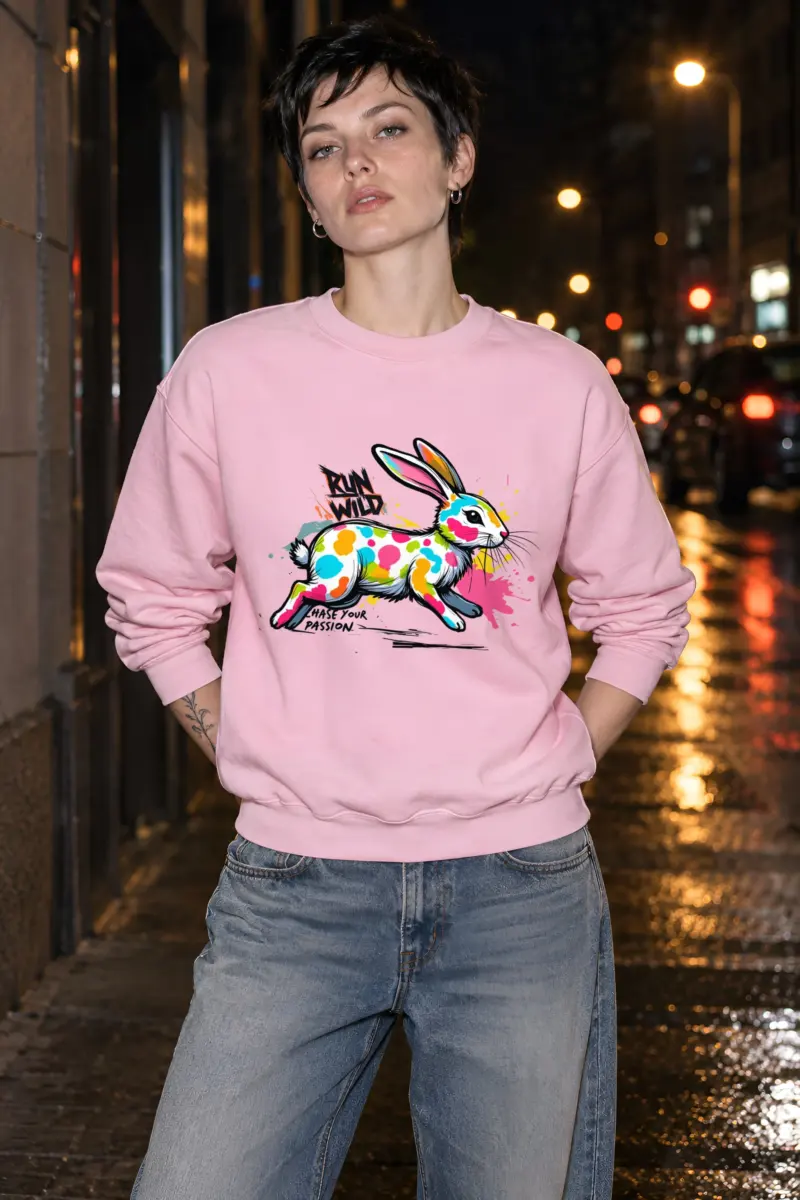 "Run Wild Rabbit" Heavy Blend Unisex Crewneck Sweatshirt