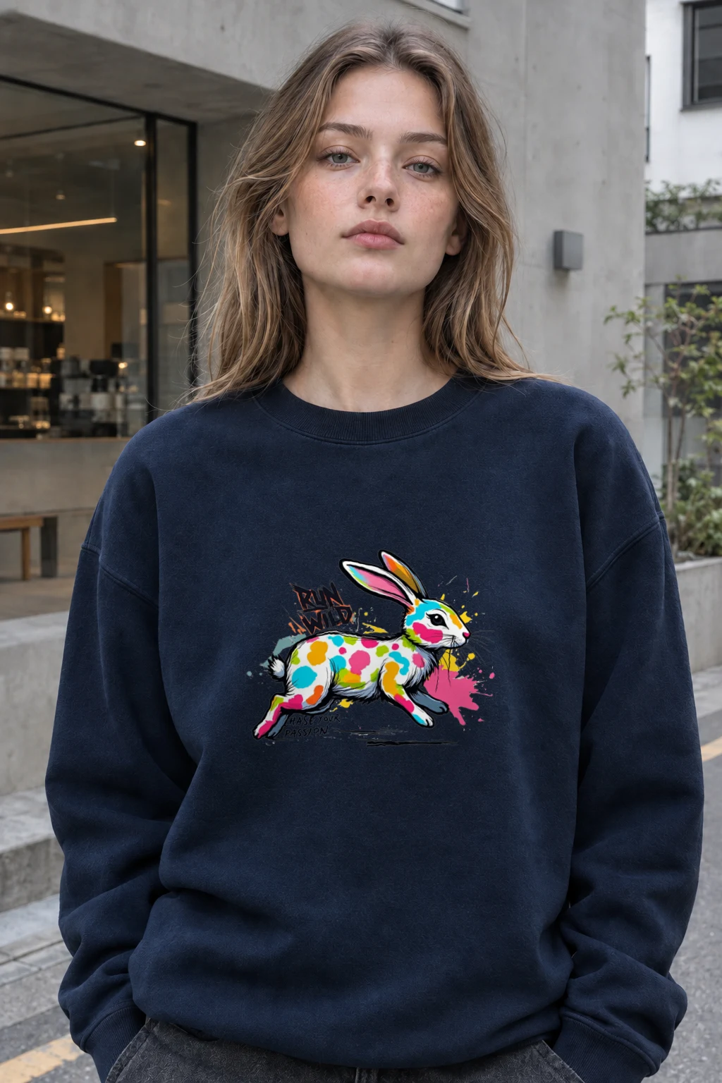 "Run Wild Rabbit" Heavy Blend Unisex Crewneck Sweatshirt | Gildan 18000