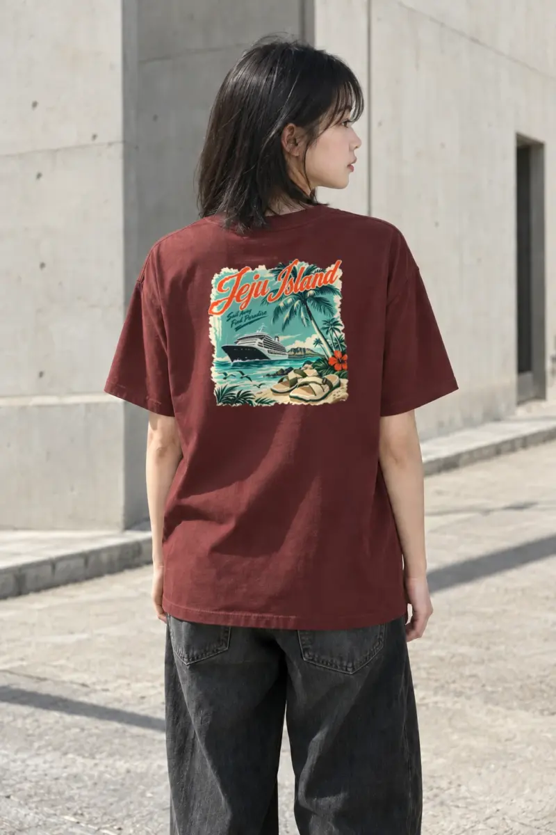 "Sail Away Jeju" Heavyweight Unisex Crewneck T-shirt | Gildan 5000