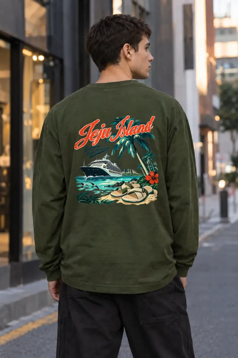 "Sail Away Jeju" Unisex Longsleeve T-shirt | Gildan 2400