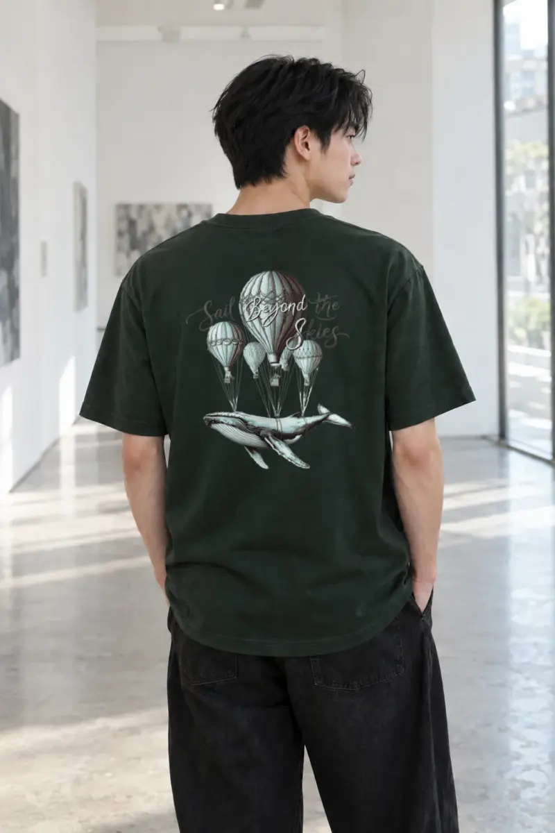 “Sail Beyond the Skies” Heavyweight Unisex Crewneck T-shirt | Gildan 5000