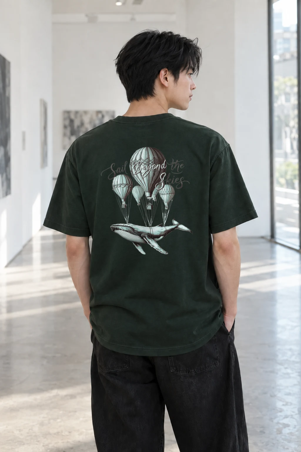 "Sail Beyond the Skies" Heavyweight Unisex Crewneck T-shirt | Gildan 5000