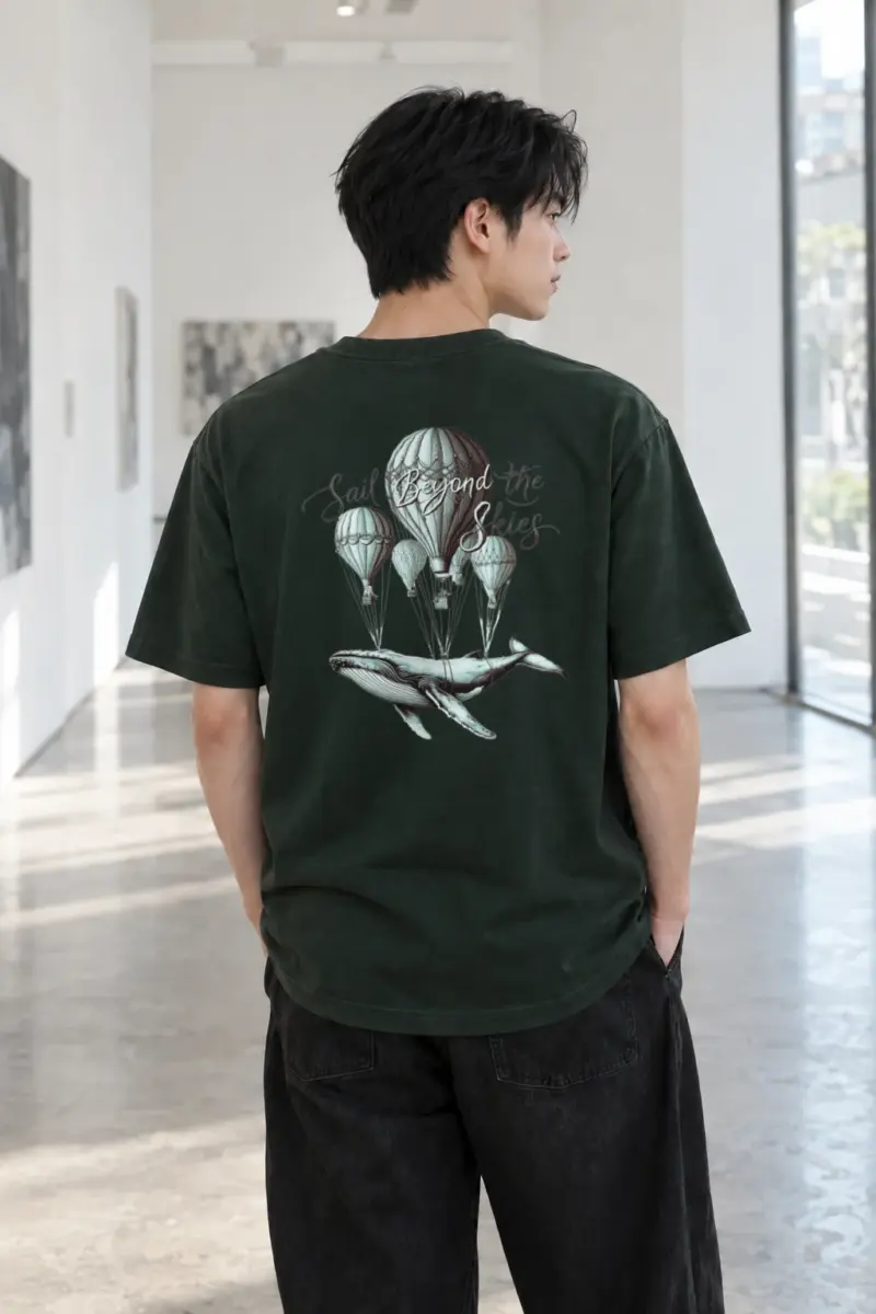 "Sail Beyond the Skies" Heavyweight Unisex Crewneck T-shirt | Gildan 5000