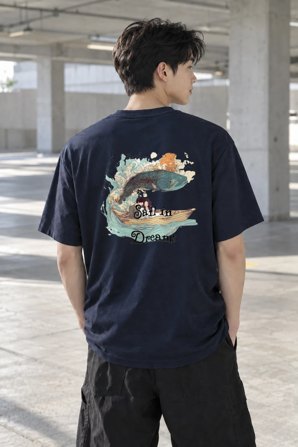 "Sail In Dreams" Heavyweight Unisex Crewneck T-shirt | Gildan 5000