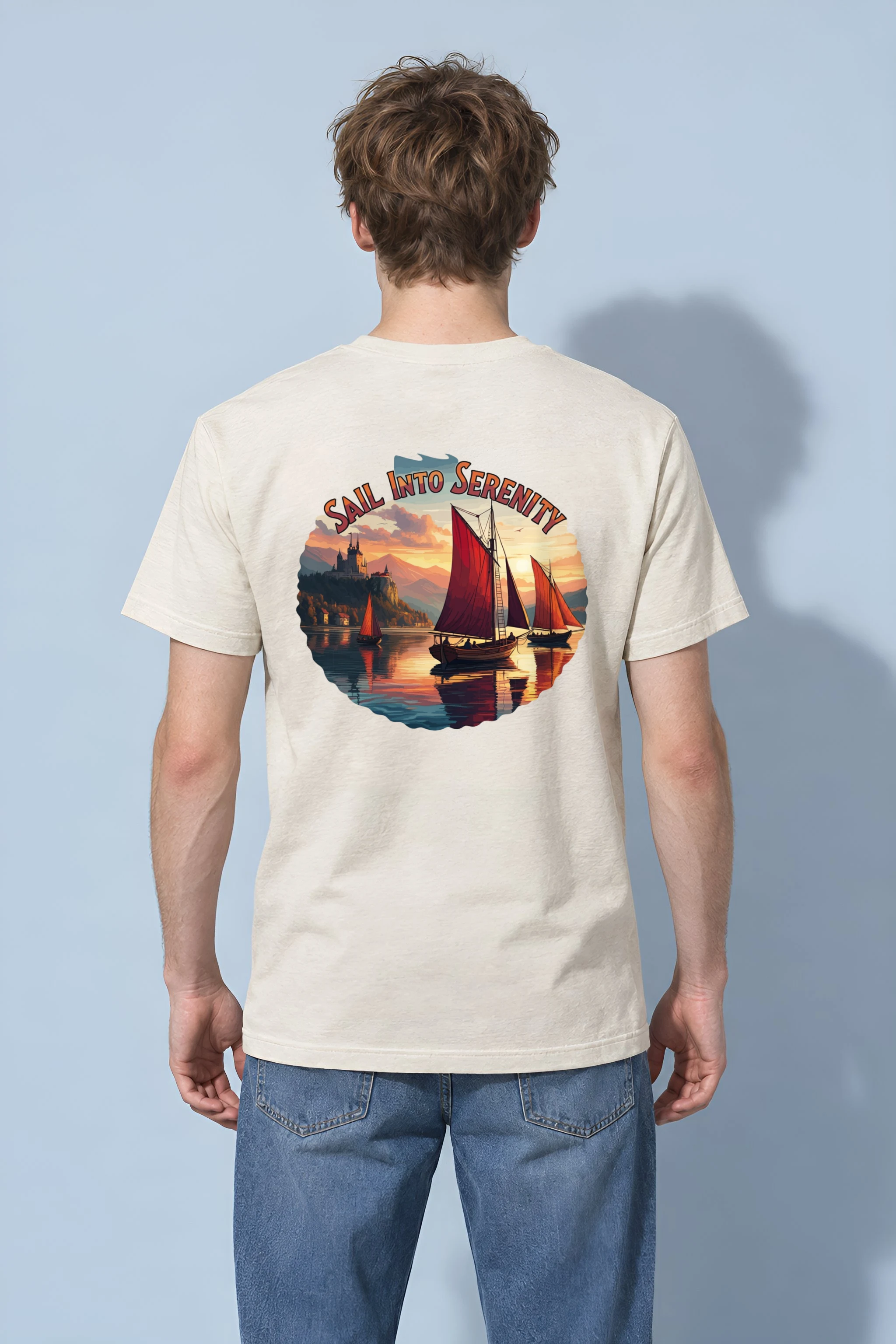 "Sail Into Serenity" Heavyweight Unisex Crewneck T-shirt