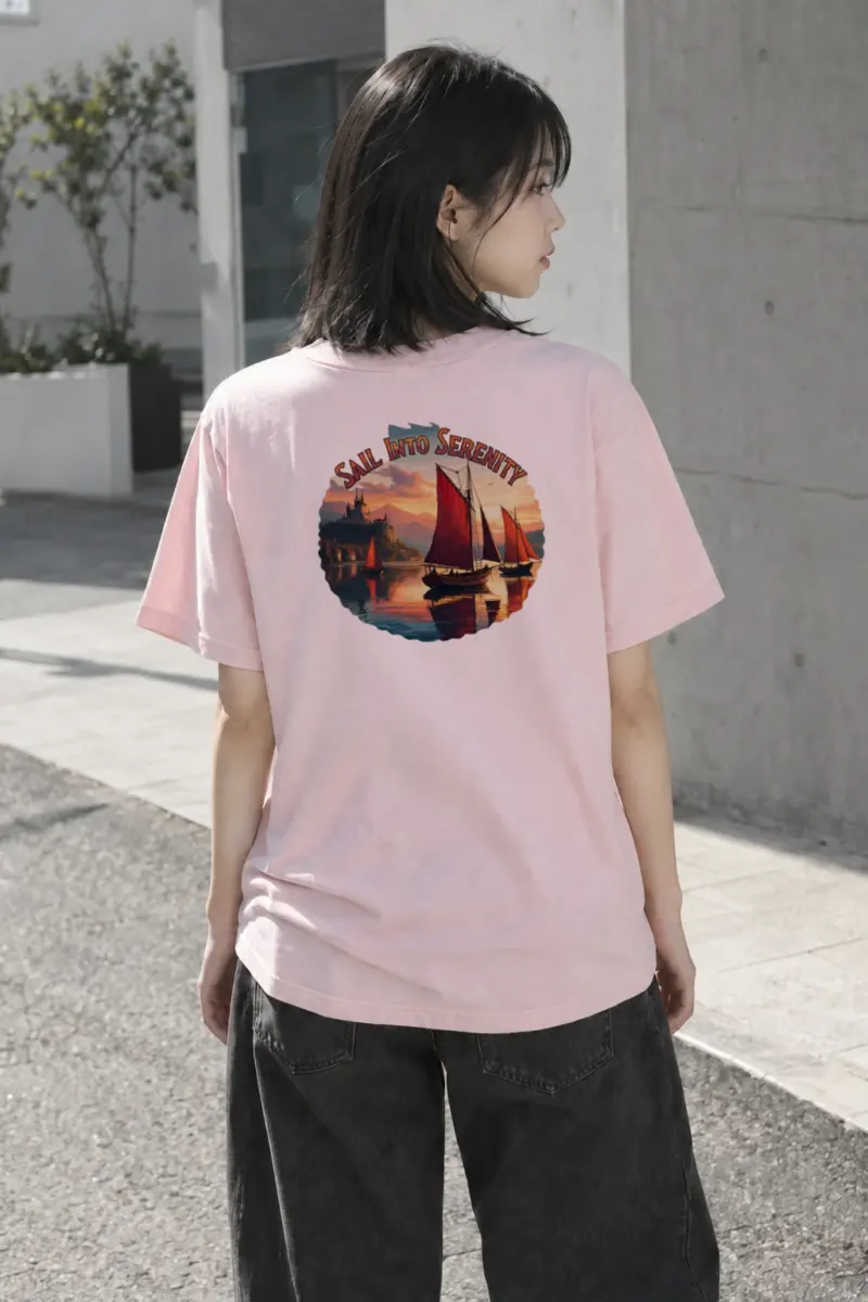 "Sail Into Serenity" Heavyweight Unisex Crewneck T-shirt | Gildan 5000