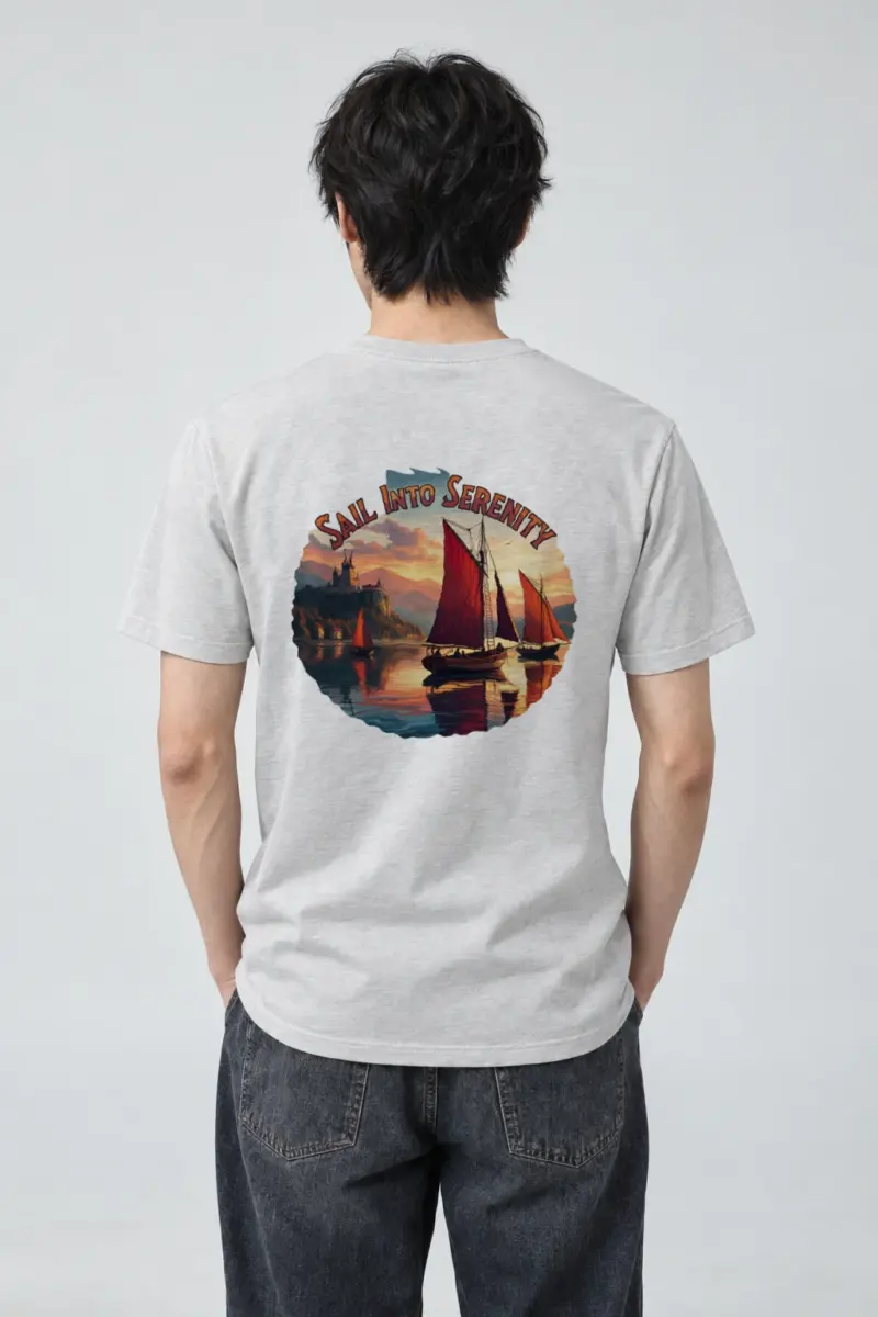 "Sail Into Serenity" Heavyweight Unisex Crewneck T-shirt | Gildan 5000