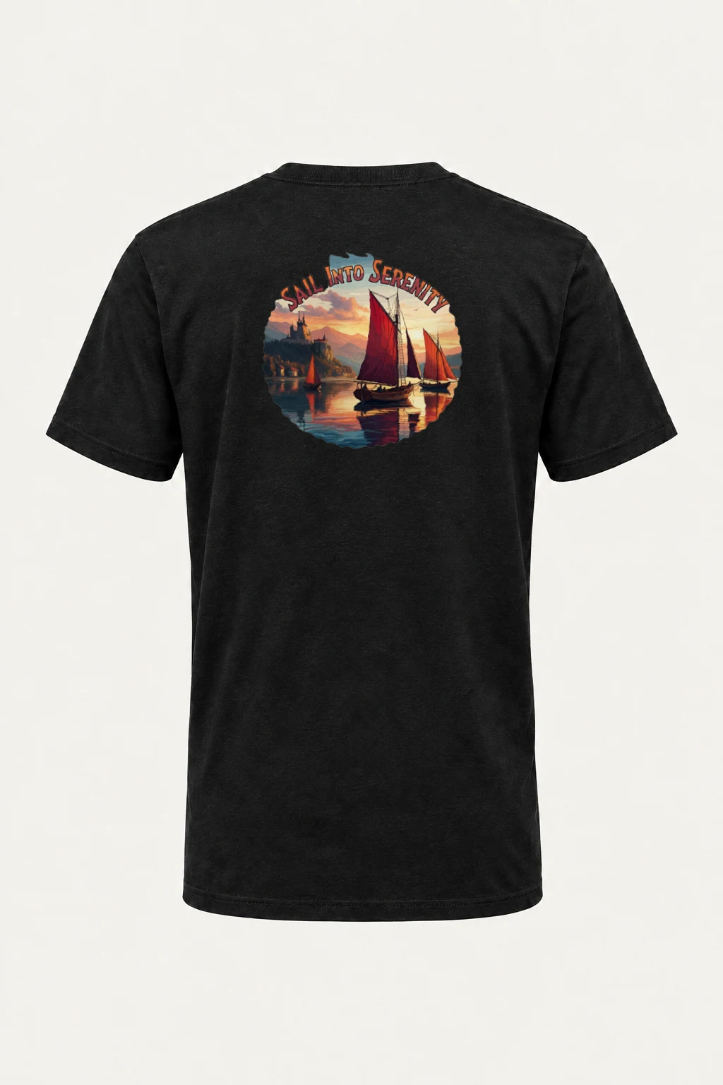 "Sail Into Serenity" Heavyweight Unisex Crewneck T-shirt | Gildan 5000