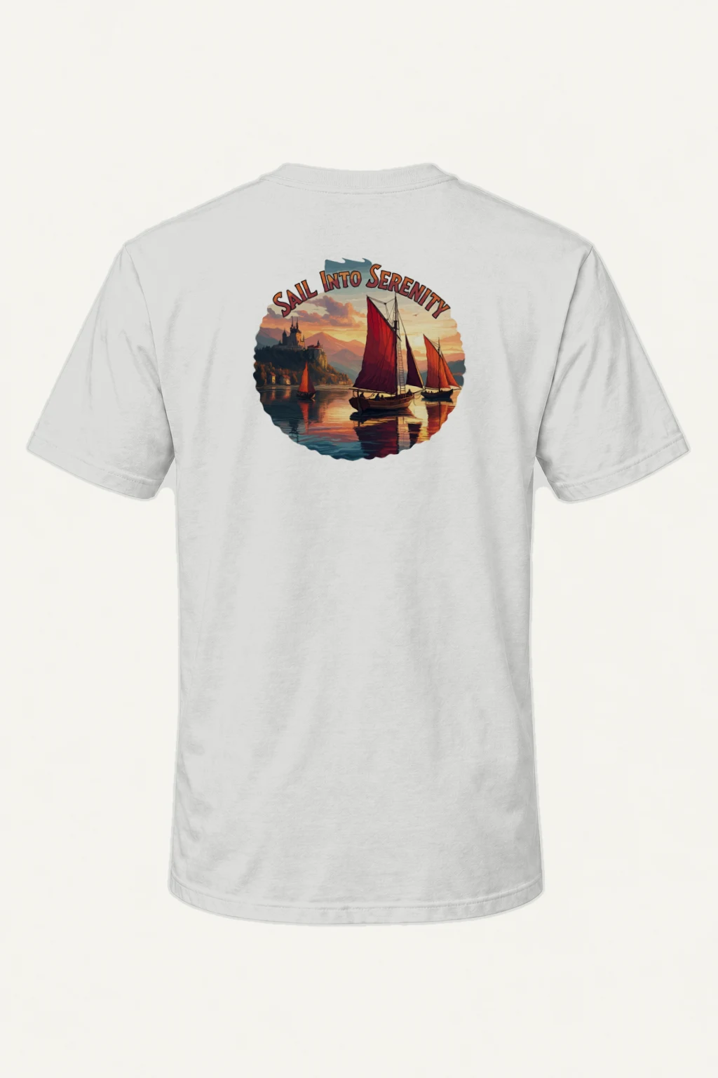 "Sail Into Serenity" Heavyweight Unisex Crewneck T-shirt | Gildan 5000