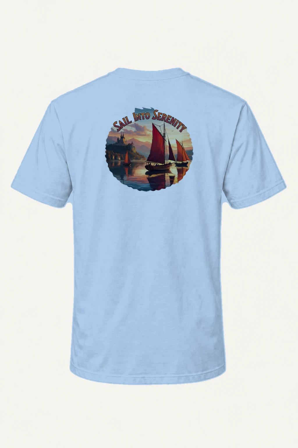 "Sail Into Serenity" Heavyweight Unisex Crewneck T-shirt | Gildan 5000