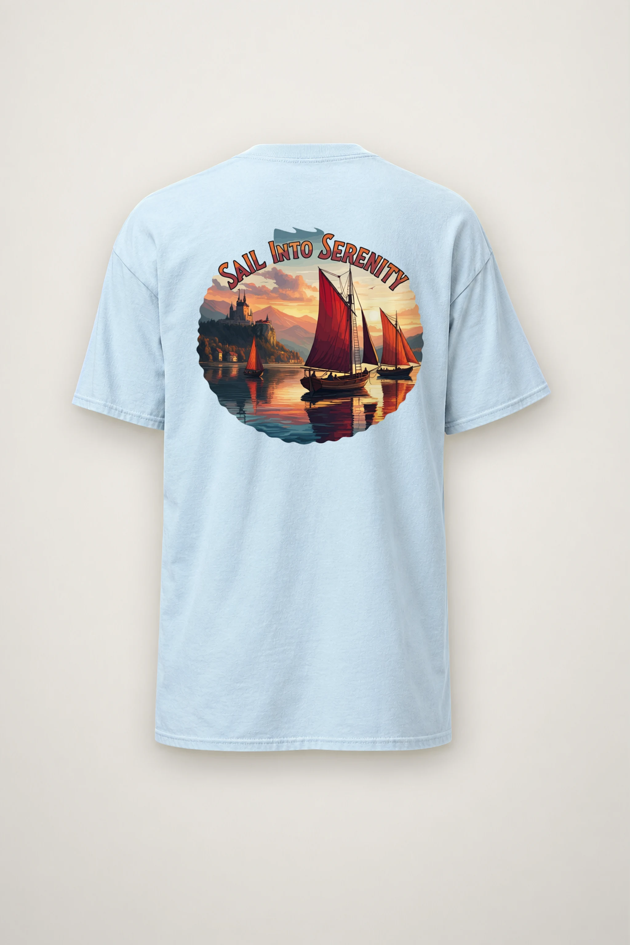 "Sail Into Serenity" Heavyweight Unisex Crewneck T-shirt