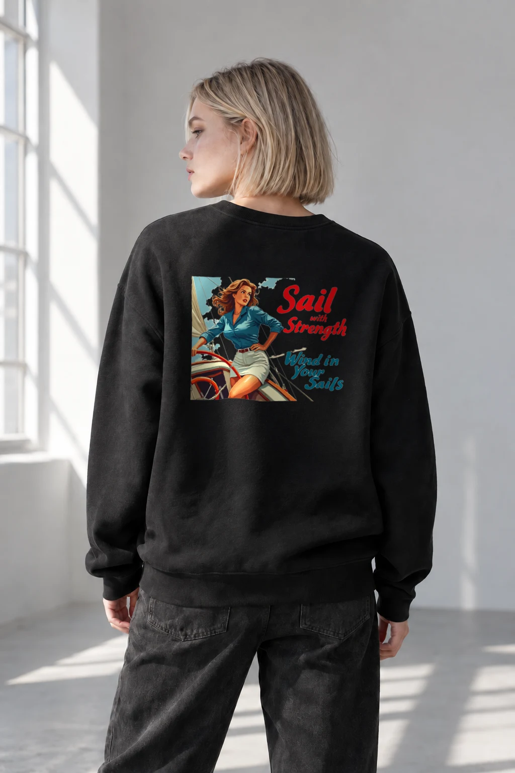 "Sail With Strength" Heavy Blend Unisex Crewneck Sweatshirt | Gildan 18000