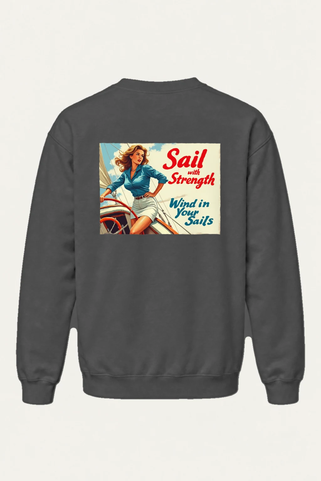 "Sail With Strength" Heavy Blend Unisex Crewneck Sweatshirt | Gildan 18000