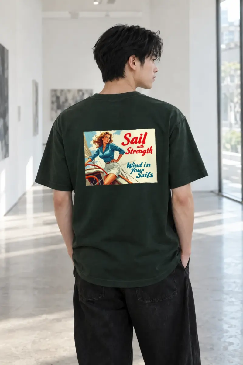 “Sail With Strength” Heavyweight Unisex Crewneck T-shirt | Gildan 5000