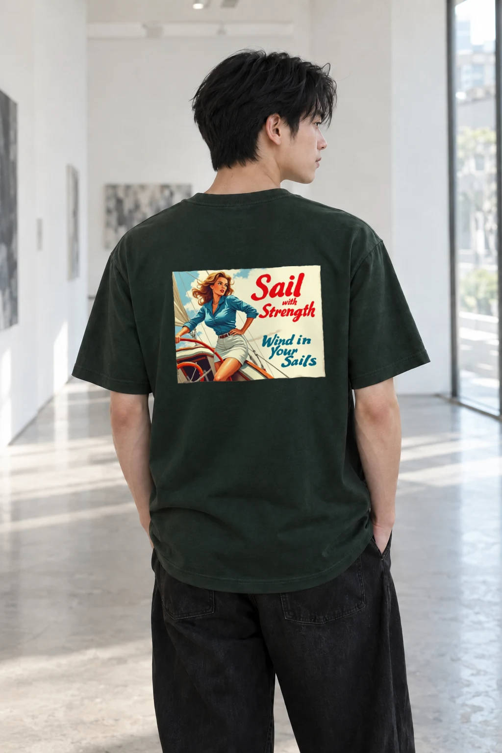 "Sail With Strength" Heavyweight Unisex Crewneck T-shirt | Gildan 5000