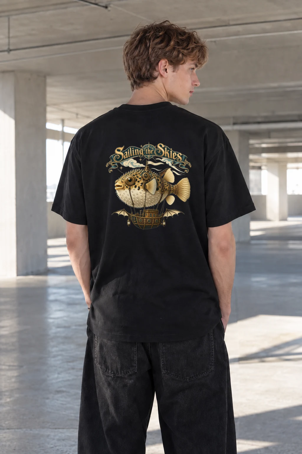 "Sailing The Skies" Heavyweight Unisex Crewneck T-shirt | Gildan 5000
