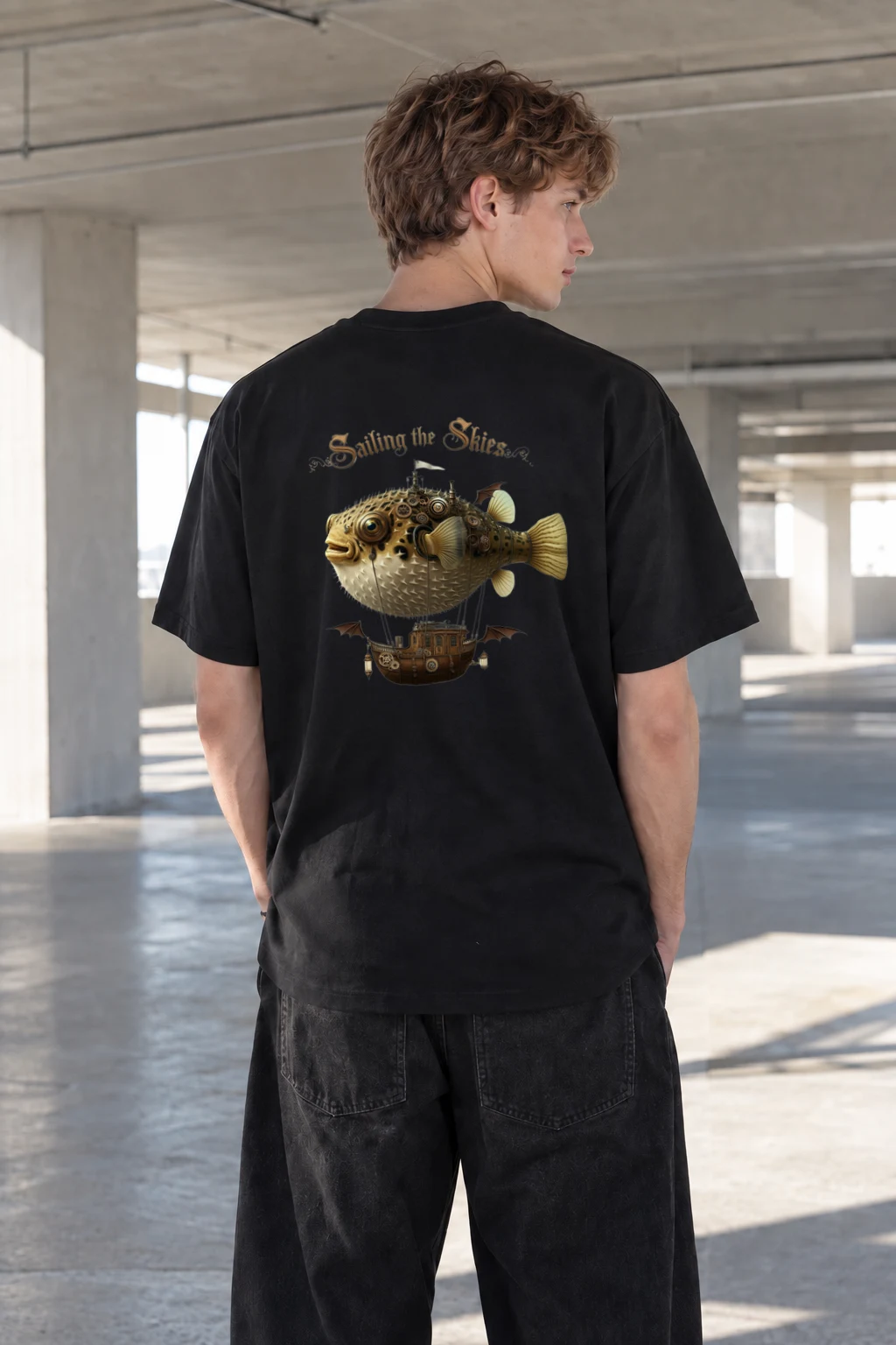 "Sailing the Skies" Heavyweight Unisex Crewneck T-shirt | Gildan 5000