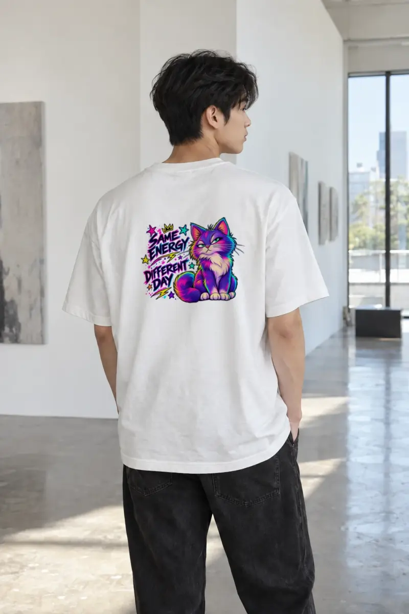 "Same Energy Different Day" Heavyweight Unisex Crewneck T-shirt | Gildan 5000