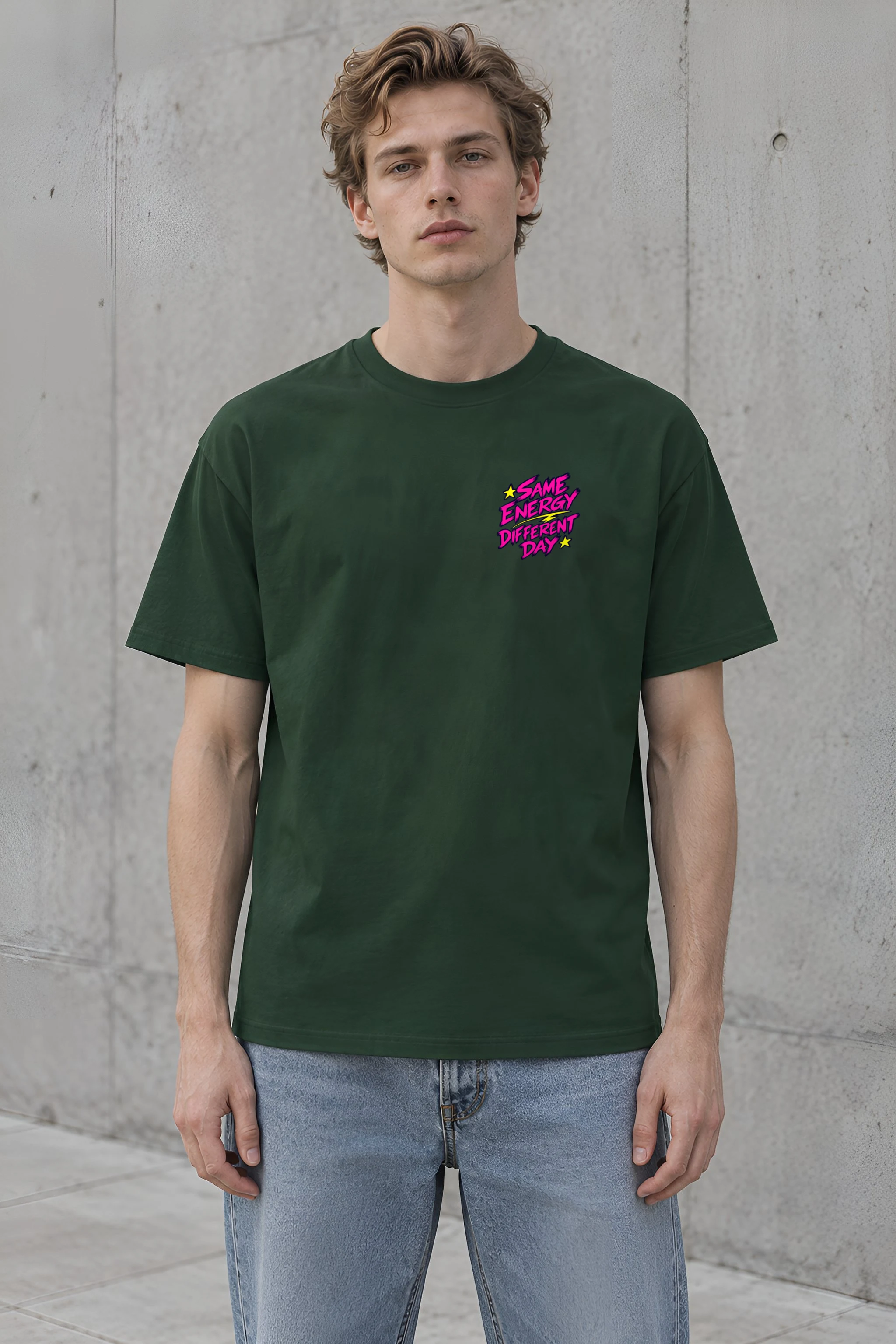 "Same Energy Different Day" Heavyweight Unisex Crewneck T-shirt