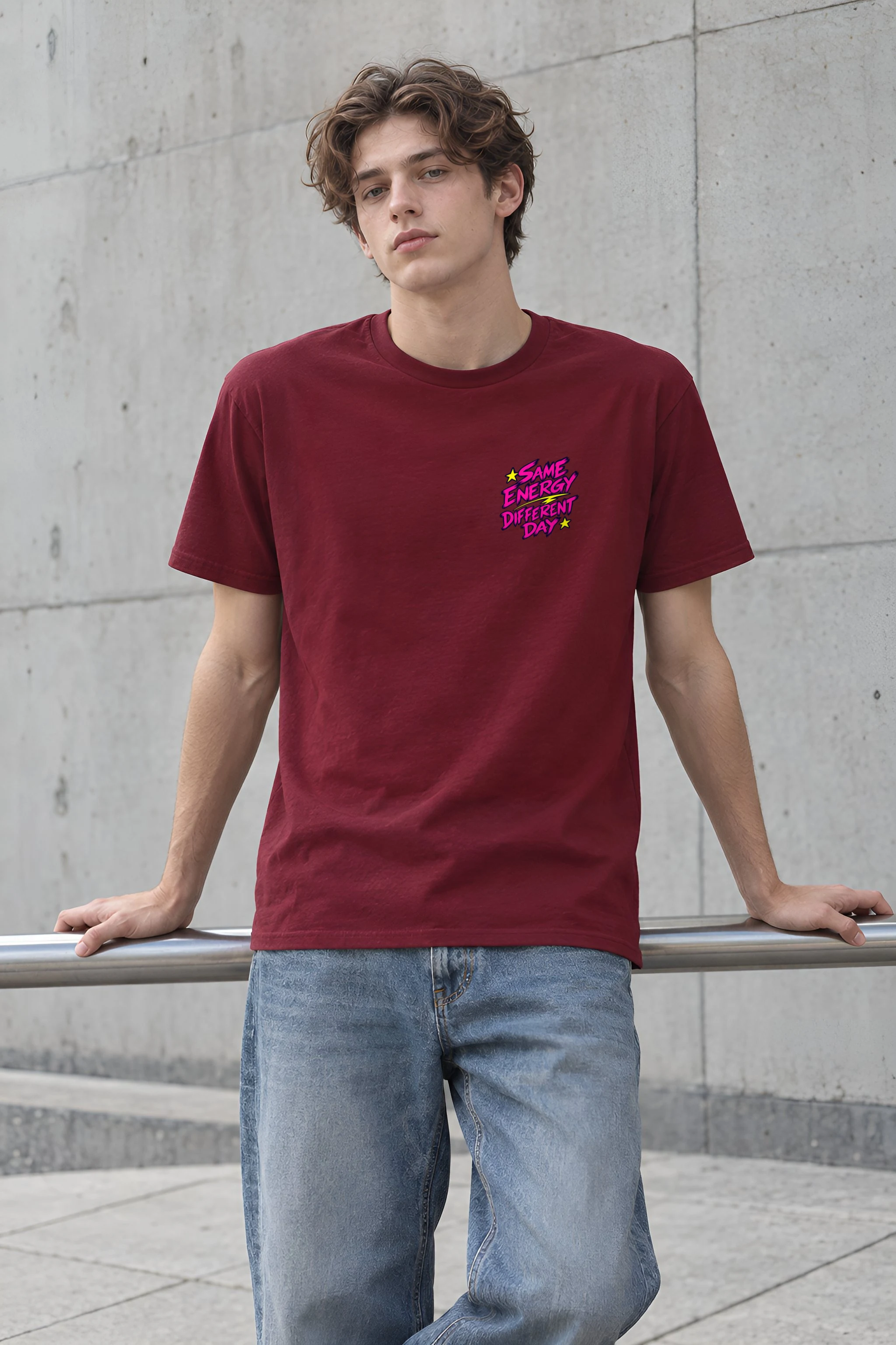 "Same Energy Different Day" Heavyweight Unisex Crewneck T-shirt